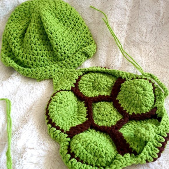 Newborn Photography Props Turtle Design Knitted Beanie Hat Accessories - Picture 4 of 8